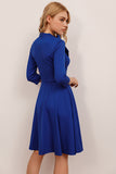 Royal Blue Vintage Dress With Sleeves