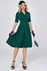 Load image into Gallery viewer, Dark Green Short Sleeves Vintage 1950s Dress with Buttom