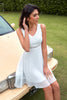 Load image into Gallery viewer, White Short Lace Chiffon Graduation Dress