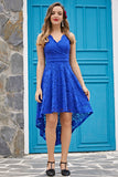 Royal Blue V-Neck Lace Dress