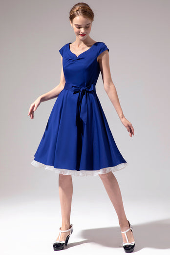 1950s Royal Blue Dress