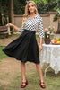 Load image into Gallery viewer, Black and White Polka Dots 1950s Dress