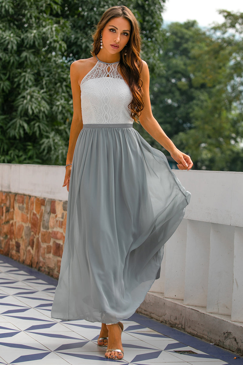 Load image into Gallery viewer, Grey Open Back Long Dress