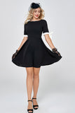 Vintage Short Sleeves Little Black Dress