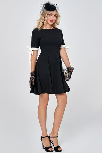 Vintage Short Sleeves Little Black Dress