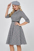 Load image into Gallery viewer, Dark Grey Vintage Plaid 1950s Swing Party Dress with Sleeves