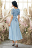 Load image into Gallery viewer, V Neck Blue Mother of Bridal Dress with Appliques