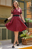 Load image into Gallery viewer, Red 1950s Plaid Swing Vintage Dress