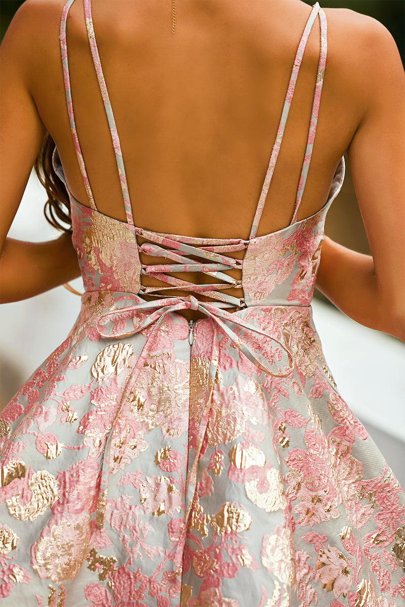 Load image into Gallery viewer, Pink Spaghetti Straps Short Graduation Party Dress