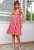 Load image into Gallery viewer, Red Plaid Vintage Dress with Bows