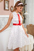Load image into Gallery viewer, White Red Polka Dots Vintage Dress