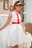 White Red Polka Dots Vintage Dress