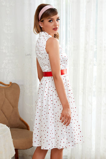 White Red Polka Dots Vintage Dress