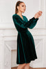 Load image into Gallery viewer, Dark Green Velvet Party Dress