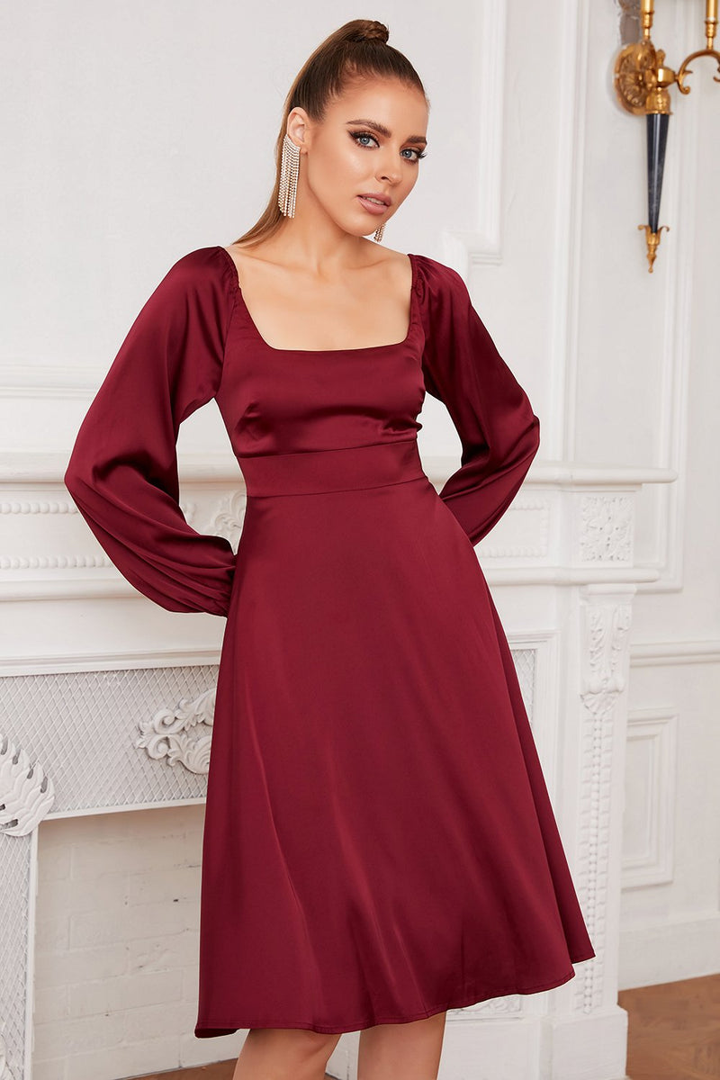Load image into Gallery viewer, Burgundy Long Sleeves Formal Party Dress