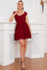 Load image into Gallery viewer, Burgundy Lace Short Cocktail Dress