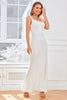 Load image into Gallery viewer, White Straps Mermaid Bridal Party Dress with Lace