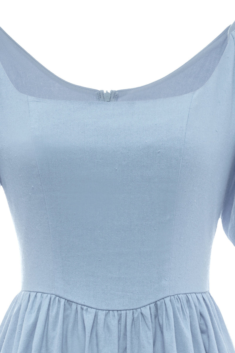 Load image into Gallery viewer, Retro Style Square Neck Blue Summer Dress