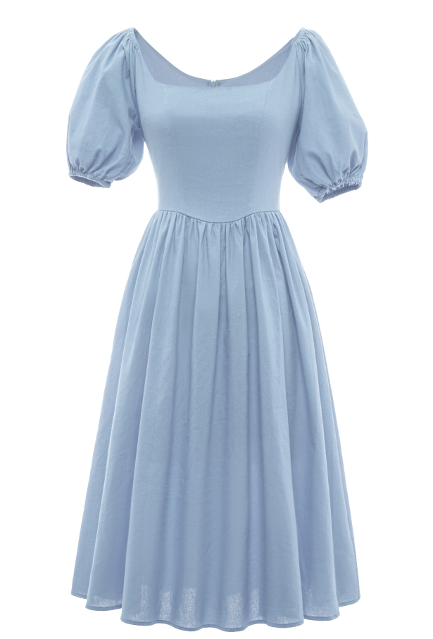Load image into Gallery viewer, Retro Style Square Neck Blue Summer Dress