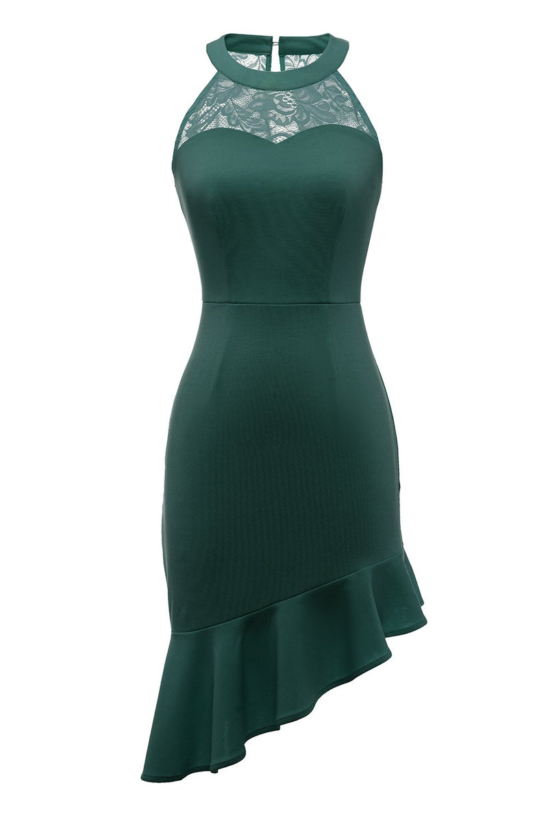Load image into Gallery viewer, Dark Green Cocktail Dress with Lace