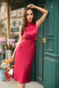 Load image into Gallery viewer, Slim High Neck Burgundy Wedding Guest Party Dress