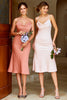 Load image into Gallery viewer, Brown Spaghetti Straps Slip Bridesmaid Dress