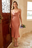 Load image into Gallery viewer, Brown Spaghetti Straps Slip Bridesmaid Dress