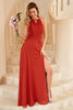 Load image into Gallery viewer, Rust Brown Open Back Bridesmaid Dress