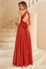Load image into Gallery viewer, Rust Brown Open Back Bridesmaid Dress