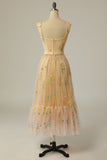 A Line Sweetheart Green Long Prom Dress with Embroidery