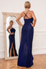 Load image into Gallery viewer, Sheath Spaghetti Straps Royal Blue Party Dress with Split Front
