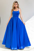 Load image into Gallery viewer, Royal Blue Backless Satin Prom Dress