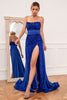 Load image into Gallery viewer, Royal Blue Sequins Strapless Prom Dress