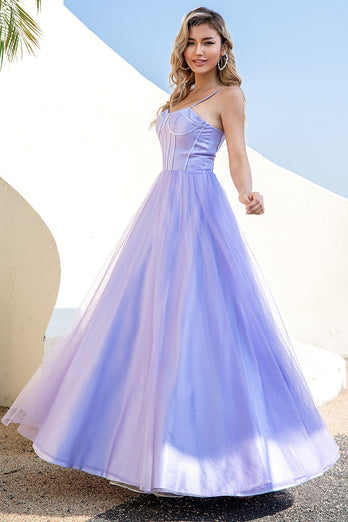 Purple Tulle A-line Prom Dress