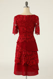 Dark Red Two Piece Mother of the Bride Dress with Lace