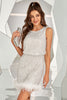 Load image into Gallery viewer, Silver Sequins Short Homecoming Dress with Feather