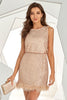 Load image into Gallery viewer, Blush Sequins Short Graduation Dress with Feather