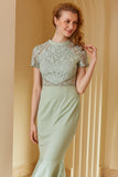 Green Lace Bodycon 1960s Dress