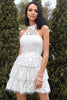 Load image into Gallery viewer, A Line Halter White Lace Graduation Dress