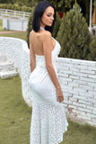 Sheath Halter White Wedding Guest Party Dress