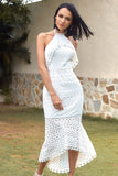 Sheath Halter White Wedding Guest Party Dress