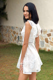 White V-Neck Lace Dress