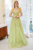 Load image into Gallery viewer, A Line Spaghetti Straps Light Green Tulle Plus Size Prom Dress