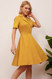 Lapel Yellow 1950s Dress