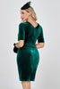 Load image into Gallery viewer, Dark Green Velvet Bodycon Holiday Party Dress