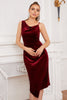 Load image into Gallery viewer, Burgundy Velvet Bodycon Party Dress