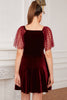 Load image into Gallery viewer, Burgundy Velvet Mini Dress