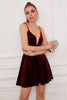 Load image into Gallery viewer, Burgundy Spaghetti Straps Mini Velvet Dress