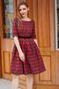 Load image into Gallery viewer, Red Plaid Vintage Dress with Sleeves