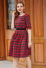 Load image into Gallery viewer, Red Plaid Vintage Dress with Sleeves
